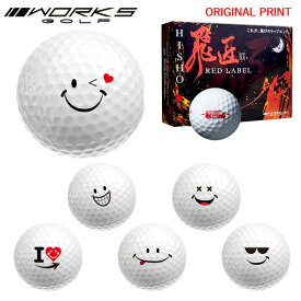 【オリジナルマークプリントボール(納期2-3日)】ワークスゴルフ 飛匠レッドラベル極 ゴルフボール 1ダース (12球入り)2025年継続 スマイルBマーク入り