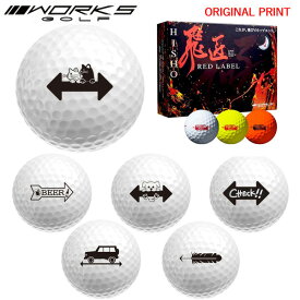 【オリジナルマークプリントボール(納期2-3日)】ワークスゴルフ 飛匠レッドラベル極 ゴルフボール 1ダース (12球入り)2025年継続 ターゲットラインC マーク入り