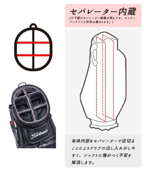 楽天市場】(即納)タイトリスト ミッドサイズ キャディバッグ(9.5型 4.2 