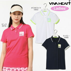 （Mサイズ）（セール）（レディース）ビバハート ゴルフウェア ボックスプリント 半袖 ポロシャツ（012-28445）2023春夏