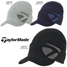 【エントリーでポイント10倍!(11月4日20:00〜11月11日1:59)】テーラーメイド ゴルフ ブリム ニットキャップ（UN283）2024秋冬 ツバ付き ニット帽