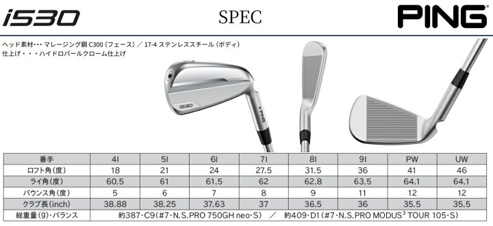 楽天市場】ピン PING カスタムオーダー 右用/左用 i530 アイアン単品 