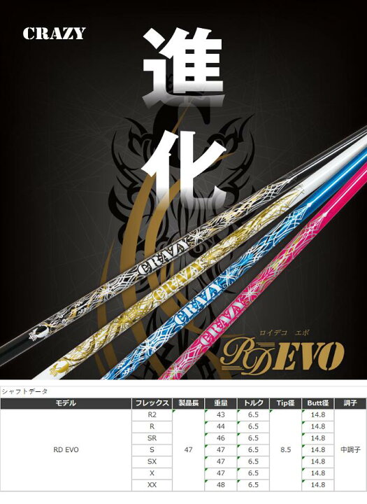 楽天市場】【カスタム】 PING スリーブ付シャフト CRAZY RD EVO  
