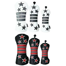 【エントリーで全品ポイント3倍】【特価処分品】【バラ売】PUレザー スターストライプヘッドカバー（DR・FW・UT）460cc対応 防水 360-BARA 【ゴルフ】【セール品・アウトレット】