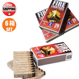 6箱セット マッチ型 着火剤 FIRE LIGHTERS ファイヤーライターズ 20本入り BBQ 火起こし 焚き火 薪ストーブ キャンプ アウトドア 炭 ライター不要 春夏 秋冬