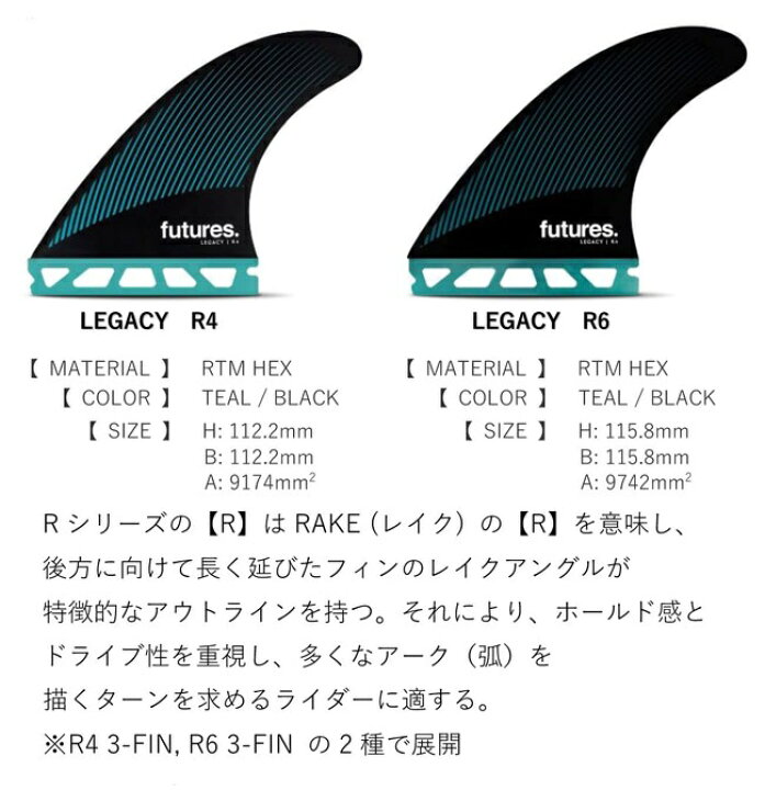 楽天市場】フューチャー フィン FUTURES FIN RTM HEX LEGACY R6 