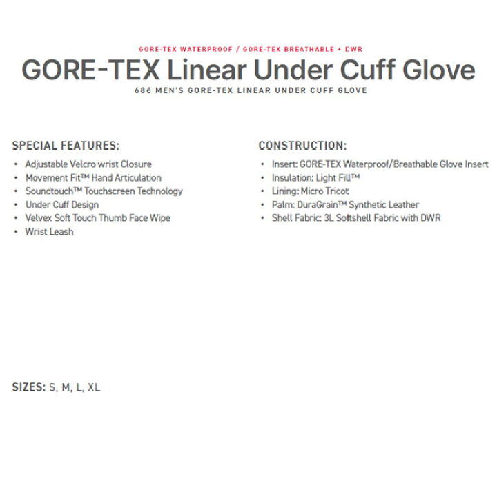 686 Men's GORE-TEX Linear Under Cuff Glove Copper Orange / L