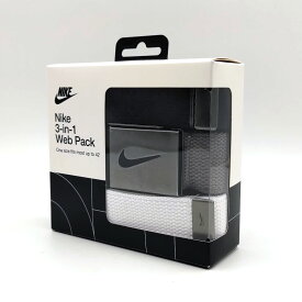 【土日祝も発送】 NIKE ナイキ 3-IN-1 WEB PACK 3イン1 ウェビングベルトパック ブラック/ホワイト/グレー メタルバックル DS5006-109X ONE SIZE