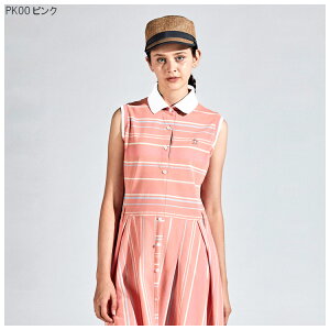 【土日祝も発送】 マンシングウェア レディス SEASON COLLECTION SUNSCREEN リネン混ボーダーワンピース ペチスカート付き 2024年春夏モデル MGWXJJ02W