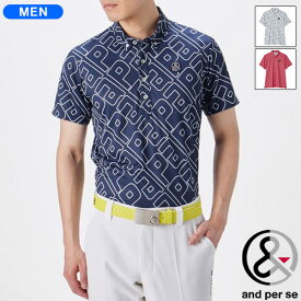 【土日祝も発送】アンパスィ メンズ ボタンダウン半袖プリントシャツ AMS9612X6