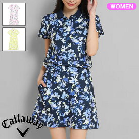 5のつく日P5倍【2/15(日)】【土日祝も発送】 キャロウェイ ゴルフ レディース フラワープリント半袖ポロワンピース C25129201