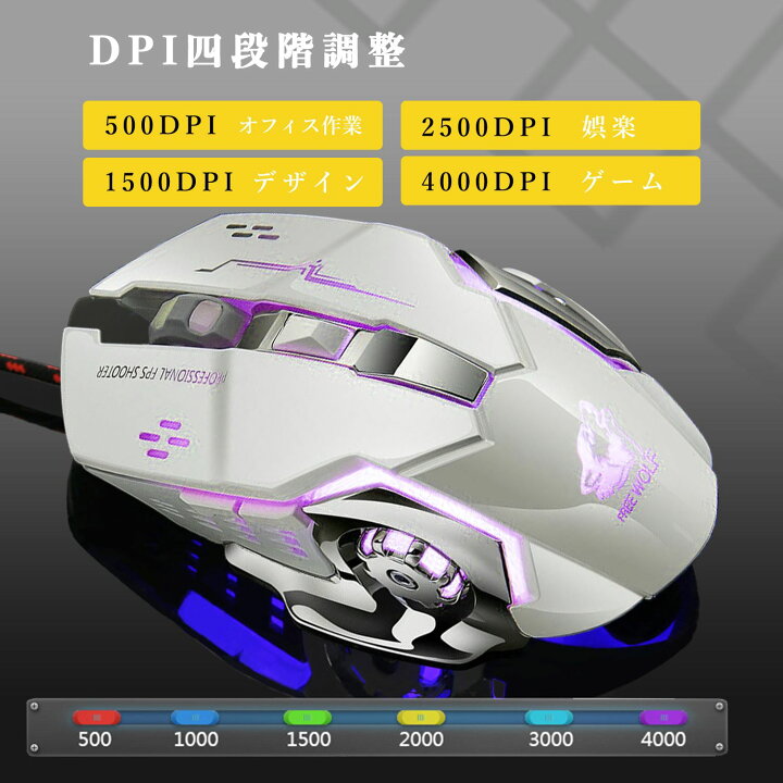 楽天市場 ゲーミング マウス 光学式 有線 Dpi 調節 4段階 ゲーム E Sports プロ ゲーマー 静音 メカニカル Usb Led イルミネーション 高精度 人体工学 Fps 光彩 近未来 6ボタン サイドボタン ギフト デザイン 個性的 プレゼント 子供 Giftya ギフト 韓国北欧雑貨