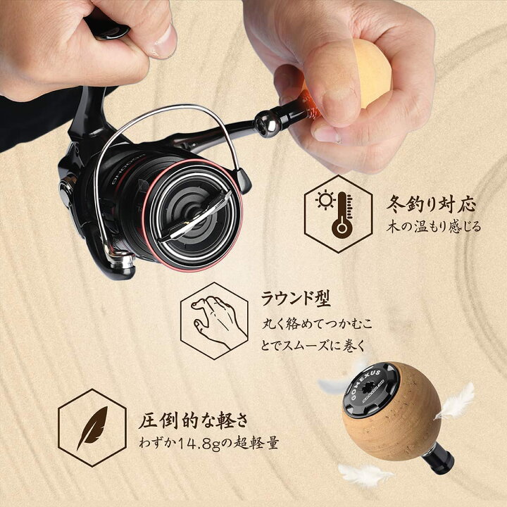 楽天市場 ゴメクサス パワーハンドルノブ 38mm 天然コルク シマノ Shimano Type A ダイワ Daiwa Type S 冬釣り対応 リール カスタム パーツ 交換 ナスキー ツインパワー Xd 18 フリームス Lt 用 Gomexus ゴメクサス Gomexus