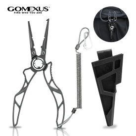 【超軽量防錆】ゴメクサス プライヤー 釣り ステンレス製 フィッシングプライヤー 釣り ペンチ 針はずし 多機能 ラインカッターチ バス釣り 堤防 エリアトラウトス プリットリング外し オモリ潰し ケース カラビナロープ付き 釣り具 使いやすい