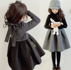 長袖ワンピース　子供　裏ボア　コットン80％　厚手　ロングワンピース　春秋　冬服　子供服　女の子 通学/通園 ワンピ キッズ用 子ども　暖かい