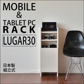 電話台 棚 充電スタンド 充電ケーブル オフィス ルーター収納 扉収納 扉付 スマホ スマートフォン タブレット PC周辺機器収納 ゲーム機 コンパクト 充電台 ケーブルボックス wifi ラック 白 ホワイト木目 ナチュラル木目 ブラウン木目DIY 新生活 日本製 一人暮らし LUGAR30