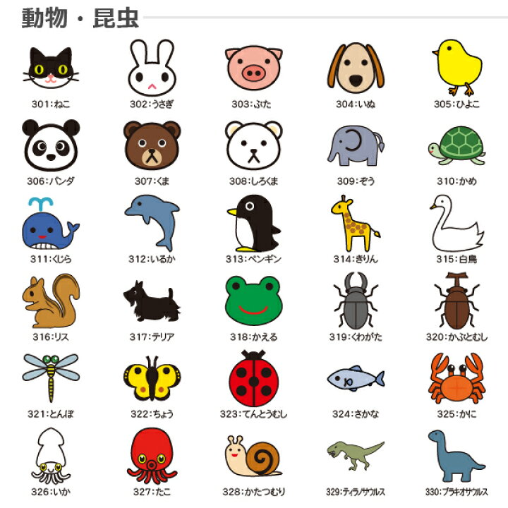 楽天市場 お名前シール All絵文字入り 002 122枚 メール便送料無料 デジタル工房ｇａｚｏ