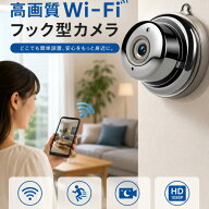 見守りカメラ 防犯カメラ フック式 WiFi対応 小型 屋内用 480P 動体検知 赤外線ナイトビジョン 双方向通…