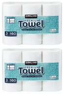 ★6本★KSペーパー タオル★【送料無料】KIRKLAND　カークランド　ペーパー　タオル　160シート　6ロール…