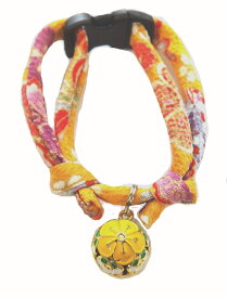 【首輪処】 猫用首輪 和柄 菫黄・梅黄 猫鈴 チャーム セーフティーバックル付 アクセサリー チョーカー