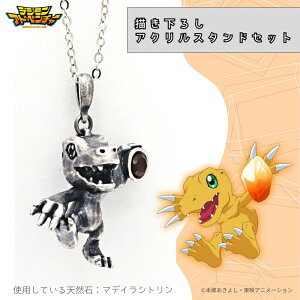 【お取り寄せ商品】デジモンアドベンチャー 天然石 ネックレス アグモン 描き下ろし アクリルスタンドセット アクスタ アクセサリー デジモン グッズ 受注生産品 かわいい