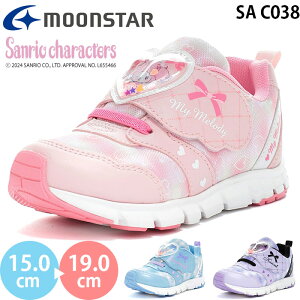 ムーンスター サンリオ SA C038 moonstar Sanrio キッズ ジュニア シューズ スニーカー キャラクター 女の子 子供靴 運動靴 マジックテープ ベルクロ マイメロディ シナモロール クロミ ピンク サッ