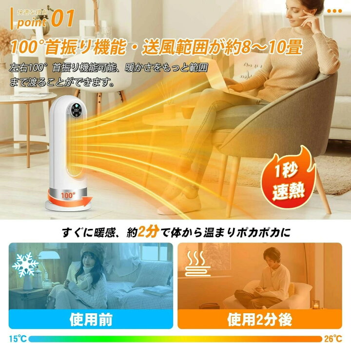 楽天市場】セラミックヒーター 小型 【2024冬革新型&人感センサー】速 