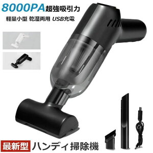 ハンディクリーナー 車用掃除機 コードレス ハンディ掃除機 8000PA超強吸引力 30分間連続稼働 低騒音対策 軽量 小型 乾湿両用卓上クリーナー USB充電式 コードレス掃除機 軽い お手入れ簡単 フ