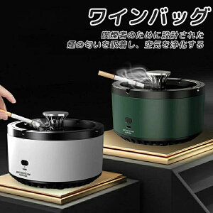 充電式 グリーン スモークレス灰皿 消臭 USB充電式 濾過用綿 副流煙 受動喫煙 タバコ 煙草 空気清浄機