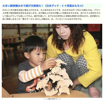 象の自由積木サーカス木のおもちゃ出産祝い名入れギフト日本製銀河工房WoodenToys(GingaKoboToys)Japan