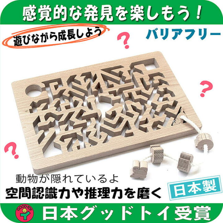楽天市場 送料無料 大動物迷路 木のおもちゃ 型はめ 日本製 日本グッド トイ受賞おもちゃ 1歳 プレゼント ランキング 2歳 3歳 4歳 5歳 誕生日ギフト 出産祝い バリアフリー 男の子女の子 内祝い 国産 誕生 高齢者 視覚障害者 木のおもちゃ製作所 銀河工房