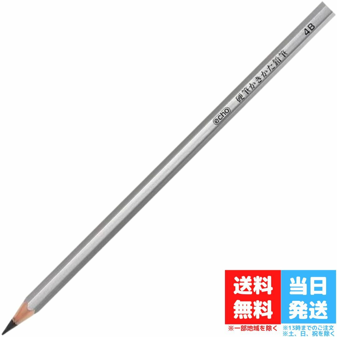 硬筆かきかた鉛筆 4B 削り済み 1ダース 12本入 シルバー 書き方 鉛筆 エコーマインド 銀軸 かきかたえんぴつ KHP4B12 小学校 送料無料
