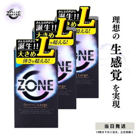 ZONE ゾーン Lサイズ コンドーム 3箱セット ジェクス ラージサイズ 6個入 送料無料 中身がわからない梱包 送料無料