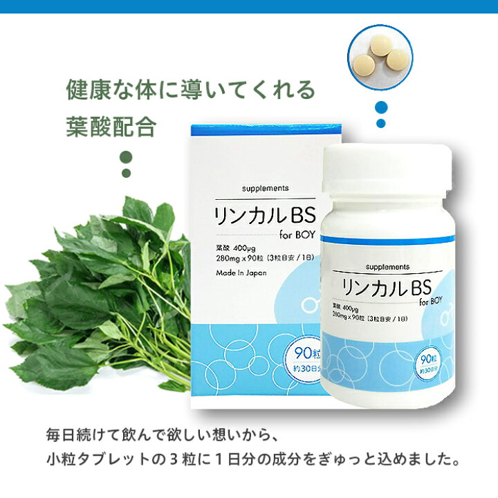 楽天市場】BSリンカル for Boy 男の子用 30日分 90粒入 日本製 葉酸 