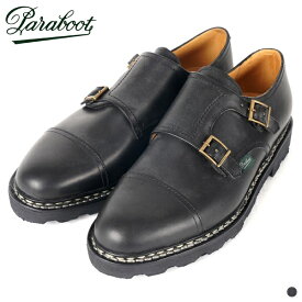 【 パラブーツ 】 ウィリアム 981412 【 Paraboot 】 WILLIAM NOIR ダブル モンク ストラップ シューズ 革靴 リスレザー フランス製 noir ブラック 黒 mens メンズ ladys レディース 男性 オンオフ兼用 カジュアル ビジネス ノルヴェイジャン製法