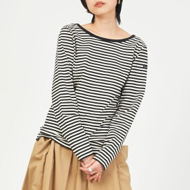 【SALE 10％OFF】ルミノア マドモアゼル Le Minor 20JF14304 MADEMOISELLE レディース 長袖 トップス カットソー ロンT バック Vネック ボーダー カジュアル フランス製 T2 ブラック ホワイト ブラウン ブルー パープル [ 2023 FW 春 夏 秋 冬 ]