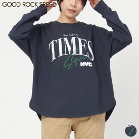 【SALE 40％OFF】グッド ロック スピード GOOD ROCK SPEED ロングスリーブ Tシャツ 23NYC0053W NYC(TIMES) 長袖 レディース シンプル カジュアル カットソー フロント グラフィック ゆったりサイズ コットン ポリエステル F ネイビー [ 2023 FW 秋 冬 ]