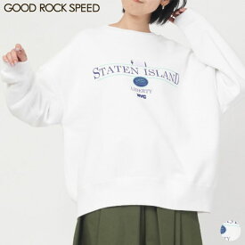 【SALE 40％OFF】グッド ロック スピード GOOD ROCK SPEED スウェット シャツ 23NYC050W NYC STATEN ISLAND 長袖 レディース シンプル カジュアル カットソー トレーナー ゆったりニューヨークシティ コットン ポリエステル ホワイト [ 2023 FW 秋 冬 ]