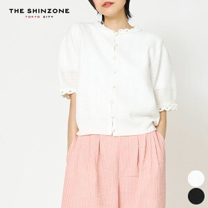 �y26SS�V��z�V���]�[�� Shinzone ���b�V�� ���[�X �j�b�g �J�[�f�B�K�� MESH LACE KNIT CARDIGAN ���f�B�[�X �g�b�v�X ���� �H�D�� �{�^�� ���� 26SMSNI07 [ 2026 SS �t �� ] [S��]