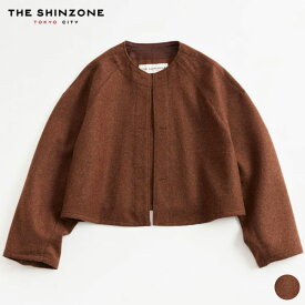 【SALE 60％OFF】シンゾーン SHINZONE ウール モーター サイクル ジャケット WOOL MOTOR CYCLE JKT レディース アウター 短丈 襟無し ノーカラー Aライン 羽織 ウール ブラウン 秋 冬 22AMSJK05 [BCR]