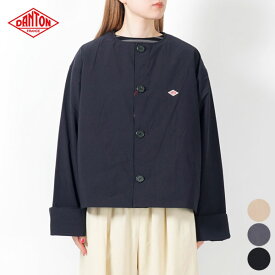 【一部SALE 30%OFF】ダントン DANTON カラーレス ジャケット INSULATION COLLARLESS JACKET レディース 長袖 ショート丈 極薄の中綿 マット ワイド ゆったり 身幅 カジュアル シンプル ワンポイント ロゴ #DT-A0672 PNT [ 2025 FW 秋 冬 ]