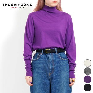 �ySALE 30��OFF�z�V���]�[�� SHINZONE �R�b�g�� �V���N �n�C�l�b�N �j�b�g COTTON SILK HIGH NECK KNIT ���f�B�[�X �n�C�Q�[�W �g�b�v�X ���� �C���i�[ ���C���[�h �u���b�N �G�N���� �O���[ ���b�h 24AMSNI10
