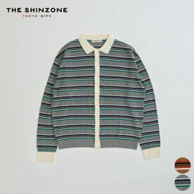 【26SS新作】シンゾーン SHINZONE マルチストライプ ポロ ニット カーディガン MULTI-STRIPED POLO KNIT CARDIGAN レディース トップス 薄手 羽織り 襟付き ボーダー柄 カジュアル コットン 綿100 26MMSNI03 [ 2026 SS 春 夏 秋 ] [S★]