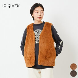 [クーポン 対象]【SALE 40％OFF】ル グラジック LE GLAZIK エコ ファー ベスト LG-A0261 ECF VEST トップス レディース フェイクファー Vネック ポケット 裏地付き きれいめ ポケット付き ノースリーブ タン ブラウン ワンサイズ フリーサイズ [ 2022 FW 秋 冬 ]