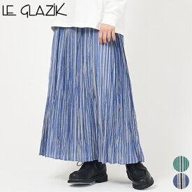 【SALE 35％OFF】ル グラジック LE GLAZIK エラスティック プリーツ スカート LG-F0013CEC ELASTIC PLEATS SKIRT ボトム レディース カジュアル シンプル ロング丈 シアー リラックス 総柄 シワ加工 コットン 綿 フランス製 [ 2023 SS 春 夏 ]