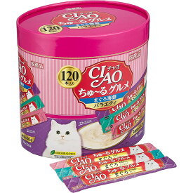 【4個セット】チャオ ちゅ～るグルメ CIAO ちゅーるごはん まぐろ海鮮バラエティ 120本入り まぐろ しらす・ほたて貝柱入り かつお節・かに入り 本格まぐろだし仕立て 猫用おやつ 猫用ふりかけ キャットフード チャオ いなばペットフーズ 正規品