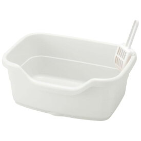 猫トイレ ラプレ ネコトイレ 深型 40 ホワイト 本体 スコップ付き 猫用トイレ トイレ用品 固まる猫砂用 日本製 リッチェル Richell