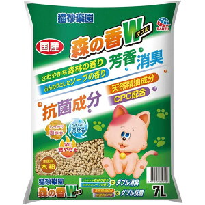 猫砂楽園 森の香ダブル 7L 猫の砂 猫用トイレ ソープの香り 固まる 流せる 燃やせる 消臭 抗菌 国産 アース・ペット