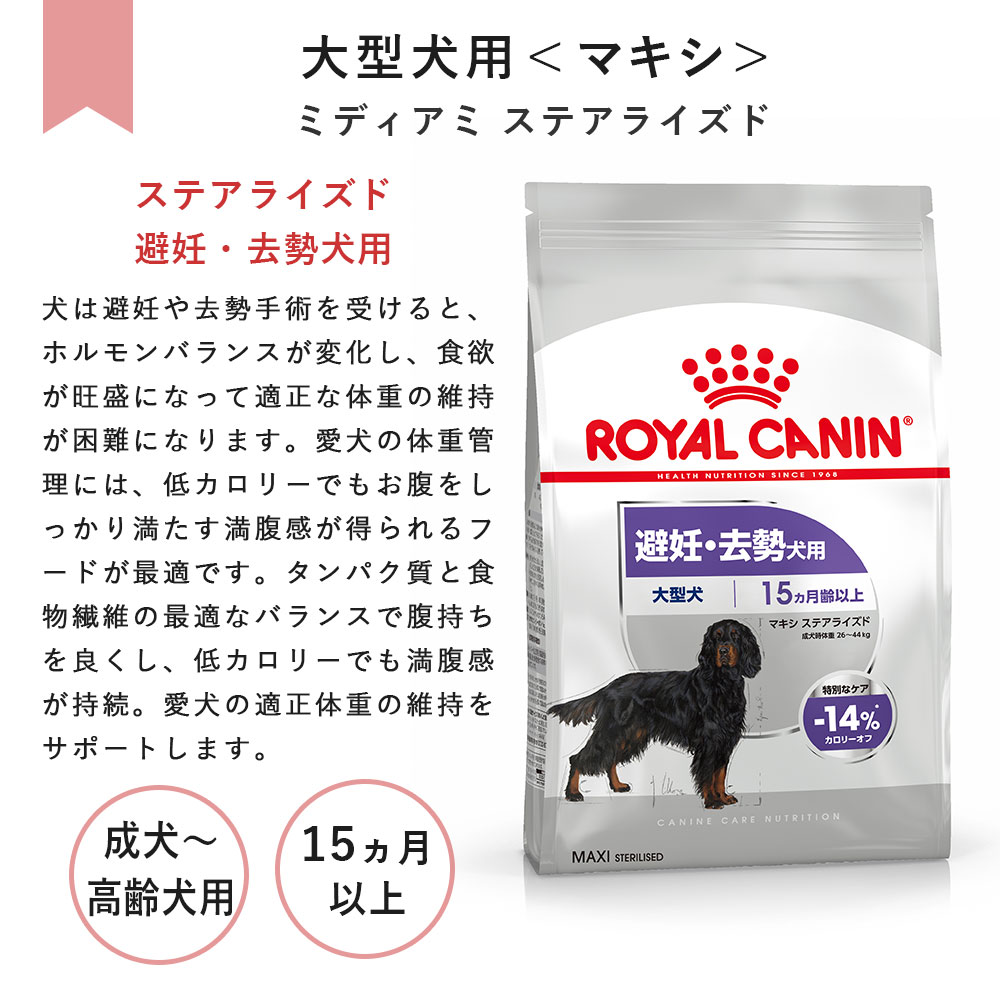 楽天市場】ロイヤルカナン マキシ ステアライズド 12kg 成犬用～高齢犬