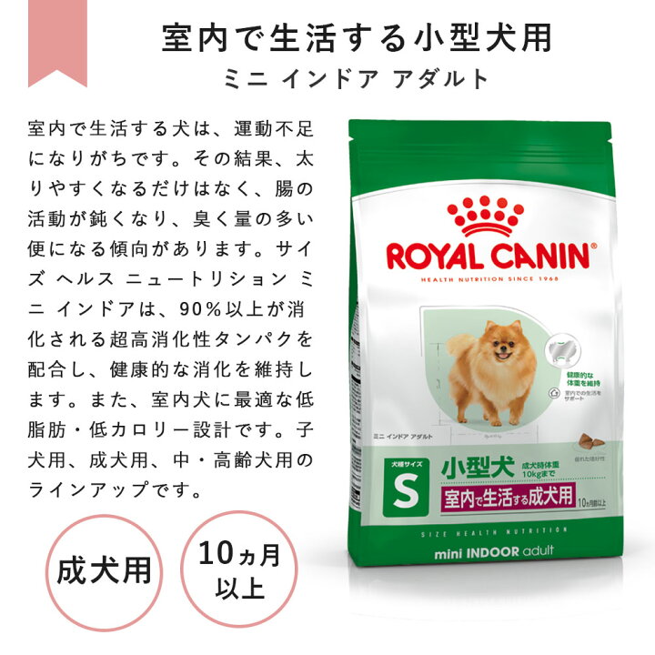 楽天市場】ロイヤルカナン ミニインドアアダルト 8kg 成犬用 小型犬用 